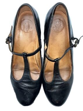 Frye Lisa T-Strap Mary Jane Black Leather Shoes Loafers Block Heels Size 8M